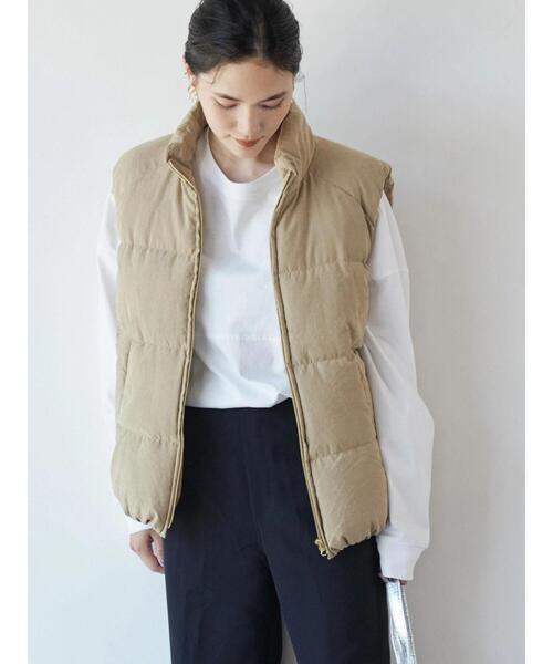 AMERICAN HOLIC（アメリカンホリック）の「中綿スタンドベスト（ダウンベスト・レディース・チャコールグレー/ベージュ/チェック・M/L）」の8枚目の写真