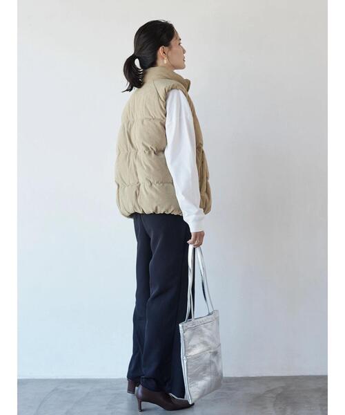 AMERICAN HOLIC（アメリカンホリック）の「中綿スタンドベスト（ダウンベスト・レディース・チャコールグレー/ベージュ/チェック・M/L）」の12枚目の写真