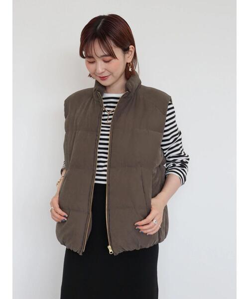 AMERICAN HOLIC（アメリカンホリック）の「中綿スタンドベスト（ダウンベスト・レディース・チャコールグレー/ベージュ/チェック・M/L）」の15枚目の写真