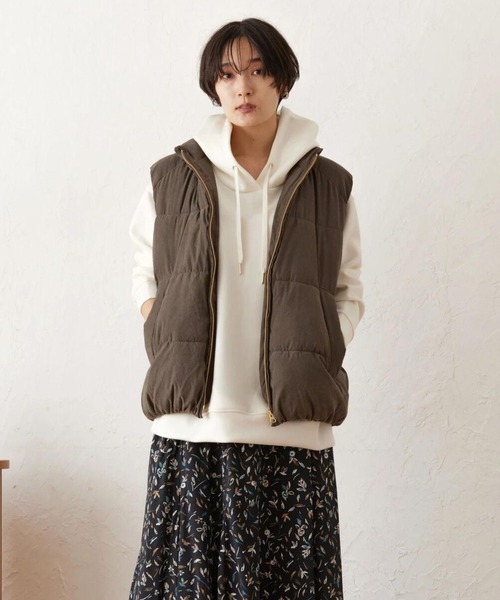 AMERICAN HOLIC（アメリカンホリック）の「中綿スタンドベスト（ダウンベスト・レディース・チャコールグレー/ベージュ/チェック・M/L）」の5枚目の写真