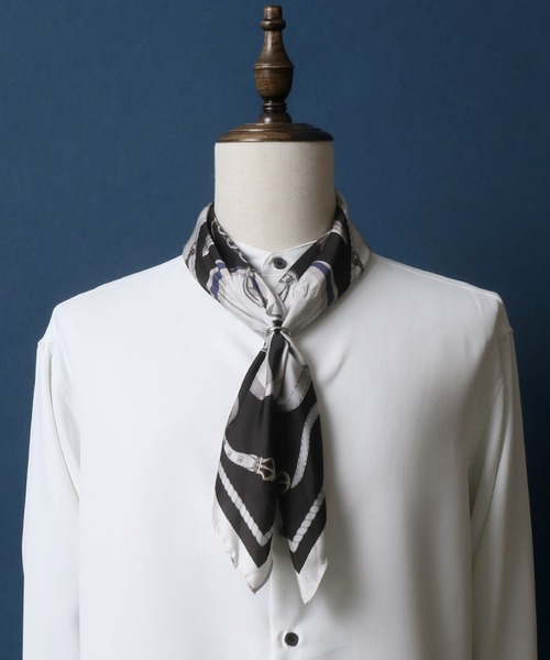 ANPAS（アンパス）の「Total Pattern Print Scarf/総柄プリント リング付きスカーフ（バンダナ/スカーフ・メンズ・ホワイト系その他/ブラック系その他/グレー系その他/ブルー系その他/ブラック系その他2/ブルー系その他2・FREE）」の14枚目の写真