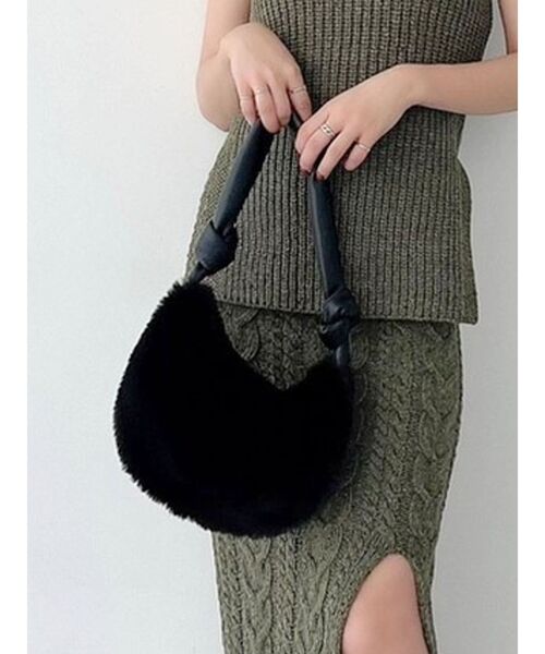 RESEXXY（リゼクシー）の「コンビマテリアルバッグ（ハンドバッグ・レディース・ブラック/アイボリー・FREE）」の2枚目の写真