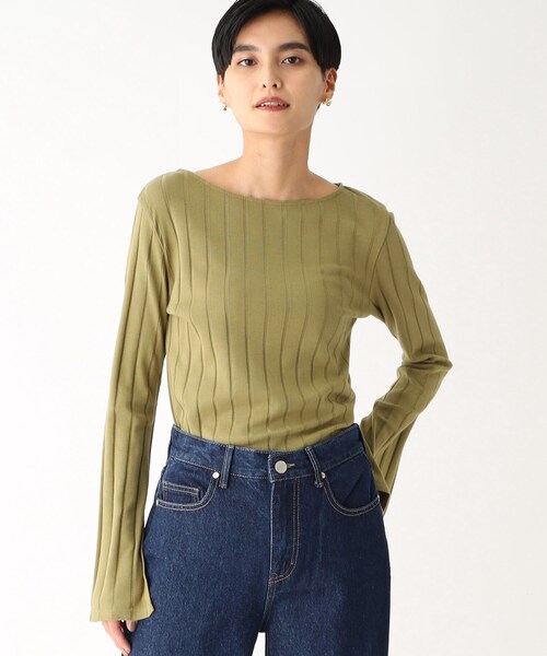 OPAQUE.CLIP(オペークドットクリップ)の「◆スーピマコットンワイドリブ ボートネックカットソー【WEB限定カラー】(Tシャツ/カットソー・レディース・ベージュ系その他7/ブルー/カーキ系4/ブラック/ホワイト系・42/36/38/40)」の4枚目の写真