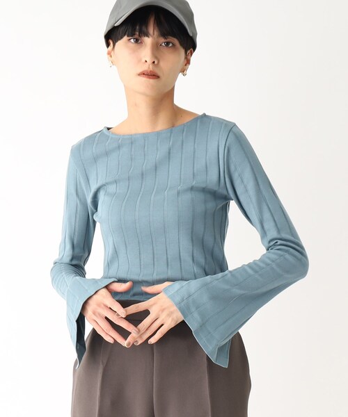 OPAQUE.CLIP(オペークドットクリップ)の「◆スーピマコットンワイドリブ ボートネックカットソー【WEB限定カラー】(Tシャツ/カットソー・レディース・ベージュ系その他7/ブルー/カーキ系4/ブラック/ホワイト系・42/36/38/40)」の5枚目の写真