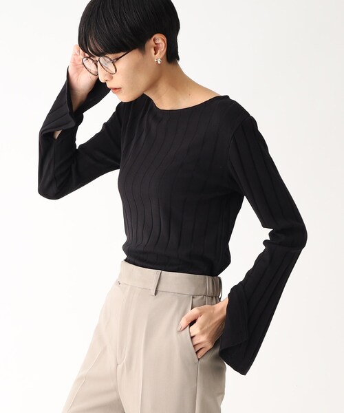 OPAQUE.CLIP(オペークドットクリップ)の「◆スーピマコットンワイドリブ ボートネックカットソー【WEB限定カラー】(Tシャツ/カットソー・レディース・ベージュ系その他7/ブルー/カーキ系4/ブラック/ホワイト系・42/36/38/40)」の2枚目の写真
