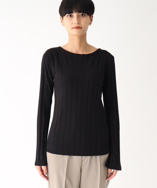 OPAQUE.CLIP(オペークドットクリップ)の「◆スーピマコットンワイドリブ ボートネックカットソー【WEB限定カラー】(Tシャツ/カットソー・レディース・ベージュ系その他7/ブルー/カーキ系4/ブラック/ホワイト系・42/36/38/40)」の6枚目の写真