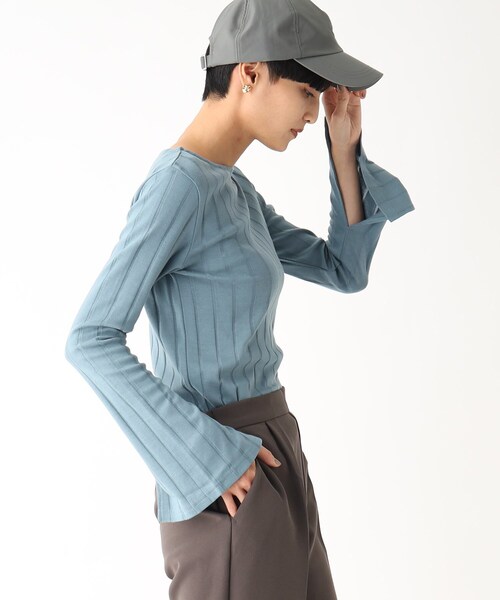 OPAQUE.CLIP(オペークドットクリップ)の「◆スーピマコットンワイドリブ ボートネックカットソー【WEB限定カラー】(Tシャツ/カットソー・レディース・ベージュ系その他7/ブルー/カーキ系4/ブラック/ホワイト系・42/36/38/40)」の20枚目の写真
