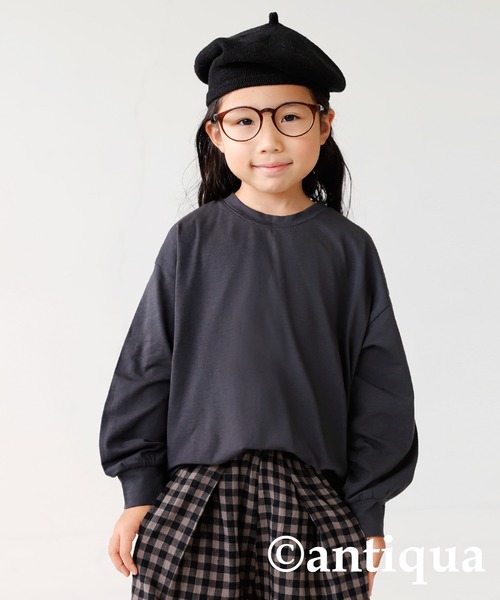 antiqua（アンティカ）の「発熱キッズヒートプルオーバー（Tシャツ/カットソー・キッズ・ブラック/カーキ/グレー/オフホワイト・130/140/150/160）」の4枚目の写真