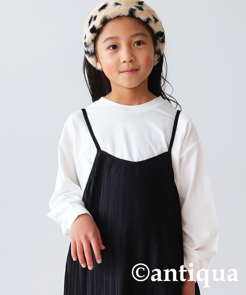 antiqua（アンティカ）の「発熱キッズヒートプルオーバー（Tシャツ/カットソー・キッズ・ブラック/カーキ/グレー/オフホワイト・130/140/150/160）」の2枚目の写真