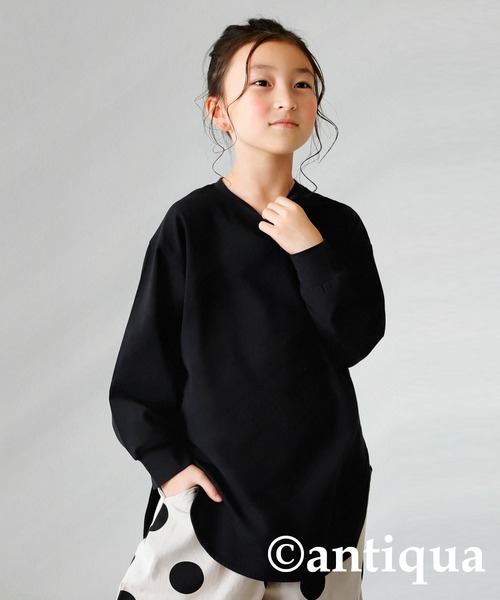 antiqua（アンティカ）の「発熱キッズヒートプルオーバー（Tシャツ/カットソー・キッズ・ブラック/カーキ/グレー/オフホワイト・130/140/150/160）」の3枚目の写真
