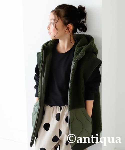 antiqua（アンティカ）の「発熱キッズヒートプルオーバー（Tシャツ/カットソー・キッズ・ブラック/カーキ/グレー/オフホワイト・130/140/150/160）」の20枚目の写真