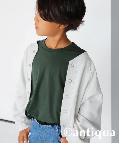 antiqua（アンティカ）の「発熱キッズヒートプルオーバー（Tシャツ/カットソー・キッズ・ブラック/カーキ/グレー/オフホワイト・130/140/150/160）」の14枚目の写真