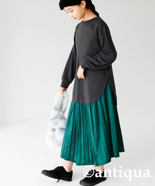 antiqua（アンティカ）の「発熱キッズヒートプルオーバー（Tシャツ/カットソー・キッズ・ブラック/カーキ/グレー/オフホワイト・130/140/150/160）」の13枚目の写真