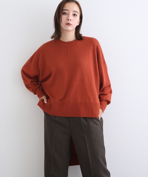 INDIVI(インディヴィ)の「◆【洗える】イレギュラーヘムニット(ニット/セーター・レディース・レンガ/ブラック/グレー系4・34/38)」の13枚目の写真