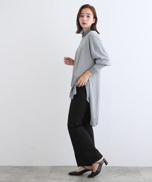 INDIVI(インディヴィ)の「◆【洗える】イレギュラーヘムニット(ニット/セーター・レディース・レンガ/ブラック/グレー系4・34/38)」の21枚目の写真