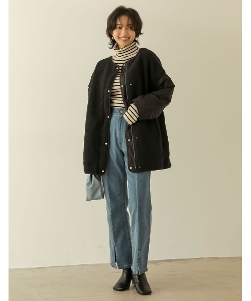Re:EDIT(リエディ)の「リバーシブルボア×キルティングミドルコート(その他アウター・レディース・ブラック/アイボリー/ベージュ/カーキ・FREE)」の8枚目の写真