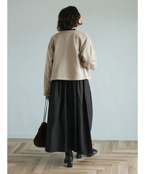 CRAFT STANDARD BOUTIQUE(クラフトスタンダードブティック)の「ニットフリースカーディガン(カーディガン/ボレロ・レディース・グレイッシュベージュ/アイボリー/ブラック/チャコールグレー・FREE)」の12枚目の写真