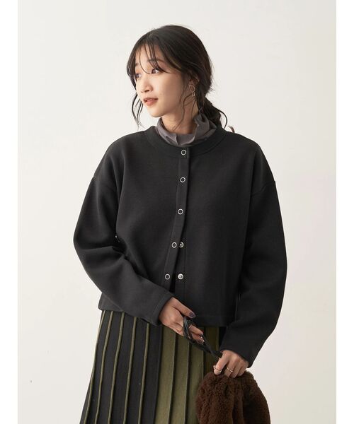 CRAFT STANDARD BOUTIQUE(クラフトスタンダードブティック)の「ニットフリースカーディガン(カーディガン/ボレロ・レディース・グレイッシュベージュ/アイボリー/ブラック/チャコールグレー・FREE)」の13枚目の写真