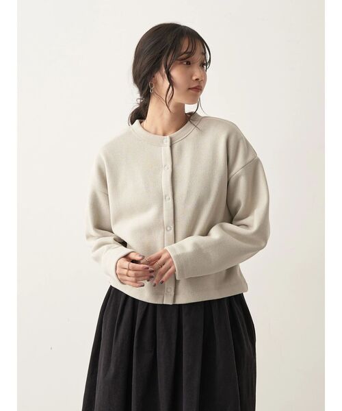 CRAFT STANDARD BOUTIQUE(クラフトスタンダードブティック)の「ニットフリースカーディガン(カーディガン/ボレロ・レディース・グレイッシュベージュ/アイボリー/ブラック/チャコールグレー・FREE)」の21枚目の写真