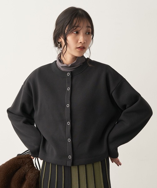 CRAFT STANDARD BOUTIQUE(クラフトスタンダードブティック)の「ニットフリースカーディガン(カーディガン/ボレロ・レディース・グレイッシュベージュ/アイボリー/ブラック/チャコールグレー・FREE)」の3枚目の写真