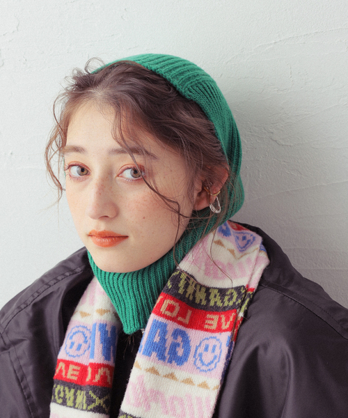 TWEED MILL（ツイードミル）の「【TWEEDMILL/ツイードミル】 Rib Hood：バラクラバ（ニットキャップ/ビーニー・レディース・ベージュ/イエロー/グリーン・FREE）」の7枚目の写真