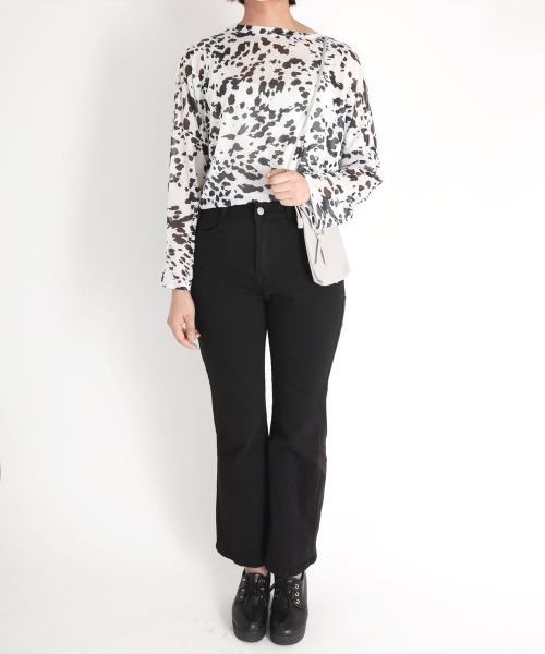 urge:(アージコロン )の「【URGE:】ハイウエスト デニムフレアパンツ(デニムパンツ・レディース・ブラック・MEDIUM/LARGE/X-LARGE/SMALL)」の11枚目の写真
