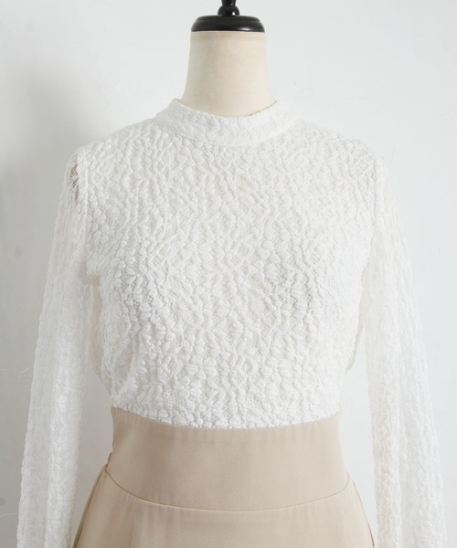 tocco closet(トッコ クローゼット)の「後ろリボン付きベルスリーブレースドッキングワンピース(ワンピース・レディース・ブラック/ベージュ・M)」の11枚目の写真