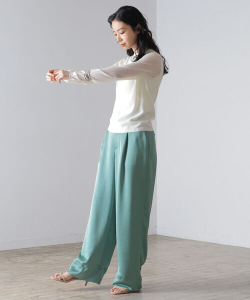 Demi-Luxe BEAMS（デミルクス ビームス）の「AK+1 / シアースリーブ クルーネックニット（ニット/セーター・レディース・ネイビー/オフホワイト/チャコールグレー・ONE SIZE）」の13枚目の写真