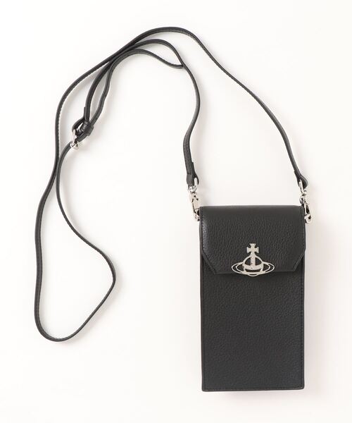 Vivienne Westwood(ヴィヴィアンウエストウッド)の「53030019-L001J-LAGRAIN LEATHER PHONE BAG(スマホケース/カバー・レディース・ブラック/グリーン・FREE)」の2枚目の写真