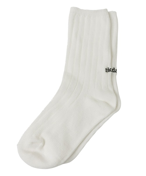 andme(アンドミー)の「エンブロイダリーロゴリブソックス(ソックス/靴下・レディース・ライム/ピンク/ホワイト/ベージュ/ブルー・23-25cm)」の22枚目の写真