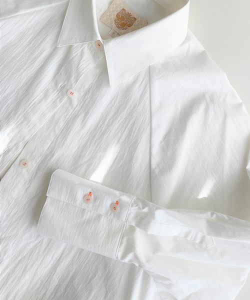 Q（キュー）の「スリットロゴオーバーシャツ（シャツ/ブラウス・レディース・アイボリー/オリーブ・MEDIUM）」の11枚目の写真