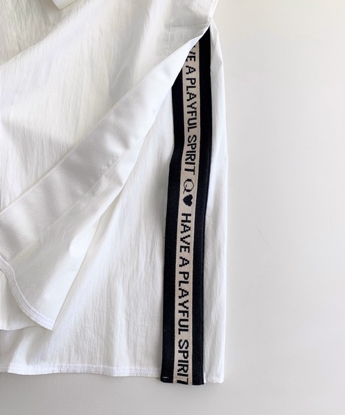 Q（キュー）の「スリットロゴオーバーシャツ（シャツ/ブラウス・レディース・アイボリー/オリーブ・MEDIUM）」の13枚目の写真