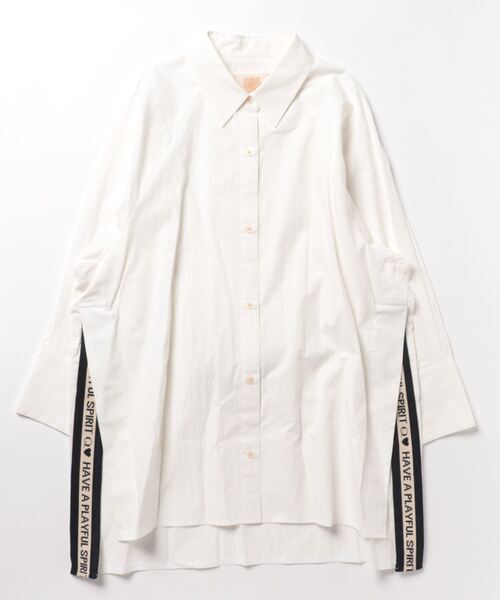 Q（キュー）の「スリットロゴオーバーシャツ（シャツ/ブラウス・レディース・アイボリー/オリーブ・MEDIUM）」の19枚目の写真