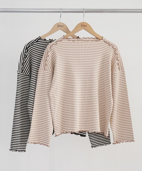 flower(フラワー)の「ブロッサムボーダートップ(Tシャツ/カットソー・レディース・ブラック/ベージュ/ホワイト・FREE)」の20枚目の写真