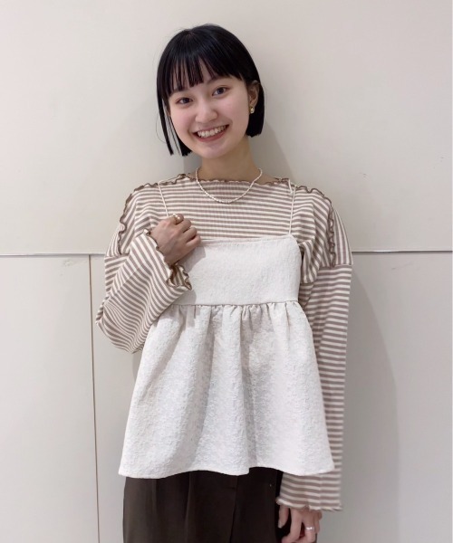 flower(フラワー)の「ブロッサムボーダートップ(Tシャツ/カットソー・レディース・ブラック/ベージュ/ホワイト・FREE)」の8枚目の写真