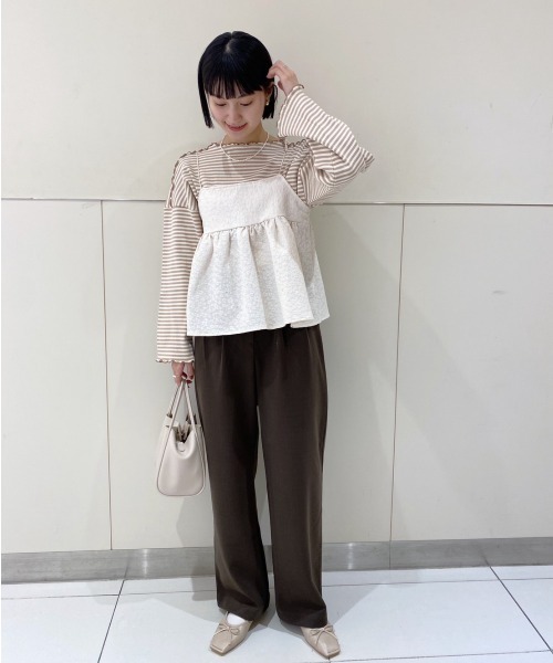 flower(フラワー)の「ブロッサムボーダートップ(Tシャツ/カットソー・レディース・ブラック/ベージュ/ホワイト・FREE)」の10枚目の写真