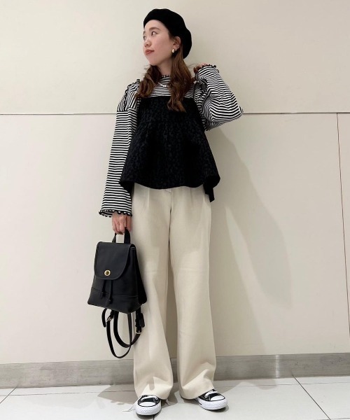 flower(フラワー)の「ブロッサムボーダートップ(Tシャツ/カットソー・レディース・ブラック/ベージュ/ホワイト・FREE)」の14枚目の写真