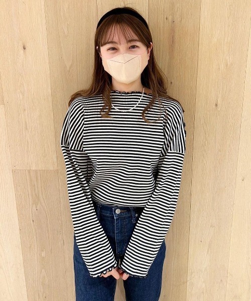 flower(フラワー)の「ブロッサムボーダートップ(Tシャツ/カットソー・レディース・ブラック/ベージュ/ホワイト・FREE)」の15枚目の写真