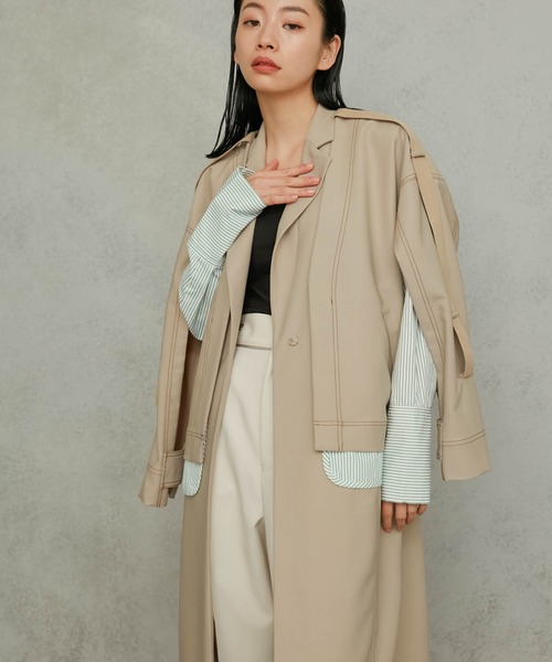 Two tone layered trenchcoatツートーンレイヤードコート seyto（セイト）の「Two tone layered trench coat / ツートーン