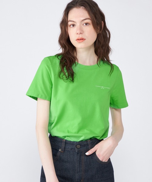 TOMMY HILFIGER(トミーヒルフィガー)の「【オンライン限定】ミニマルロゴTシャツ(Tシャツ/カットソー・レディース・アイボリー/ブルー/ネイビー/ライトグリーン・MEDIUM/SMALL/X-SMALL)」の3枚目の写真