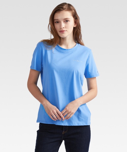 TOMMY HILFIGER(トミーヒルフィガー)の「【オンライン限定】ミニマルロゴTシャツ(Tシャツ/カットソー・レディース・アイボリー/ブルー/ネイビー/ライトグリーン・MEDIUM/SMALL/X-SMALL)」の14枚目の写真