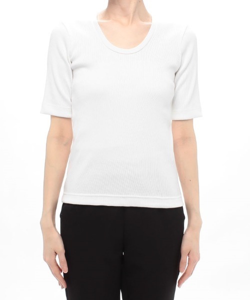 【セール】ディープUネックRIBプルオーバー(Tシャツ/カットソー)|allureville(アルアバイル) 【セール】ディープUネックRIBプルオーバー(Tシャツ/カットソー)|allureville(アルアバイル)