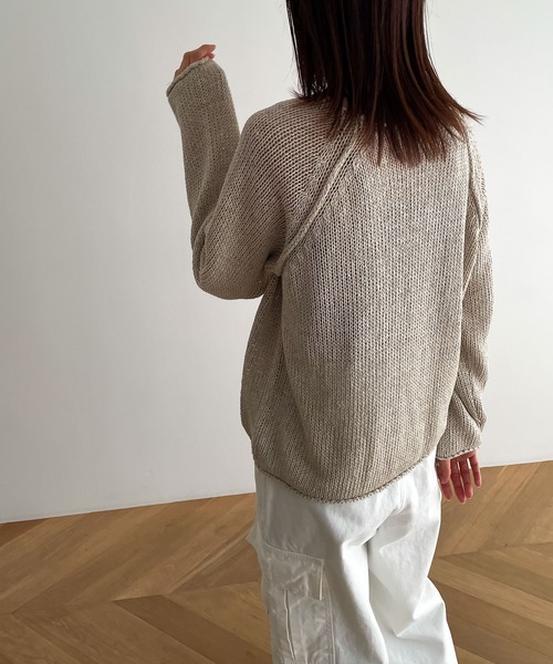 CANAL JEAN（キャナルジーン）の「El mar(エルマール) ラグランサマーニット（ニット/セーター・レディース・アイボリー/オートミール/ブラック・ONE SIZE）」の5枚目の写真