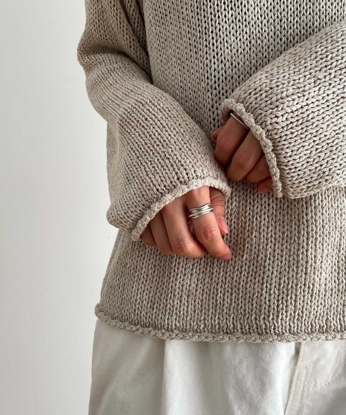 CANAL JEAN（キャナルジーン）の「El mar(エルマール) ラグランサマーニット（ニット/セーター・レディース・アイボリー/オートミール/ブラック・ONE SIZE）」の14枚目の写真