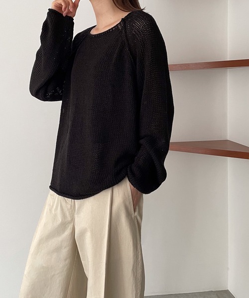 CANAL JEAN（キャナルジーン）の「El mar(エルマール) ラグランサマーニット（ニット/セーター・レディース・アイボリー/オートミール/ブラック・ONE SIZE）」の15枚目の写真