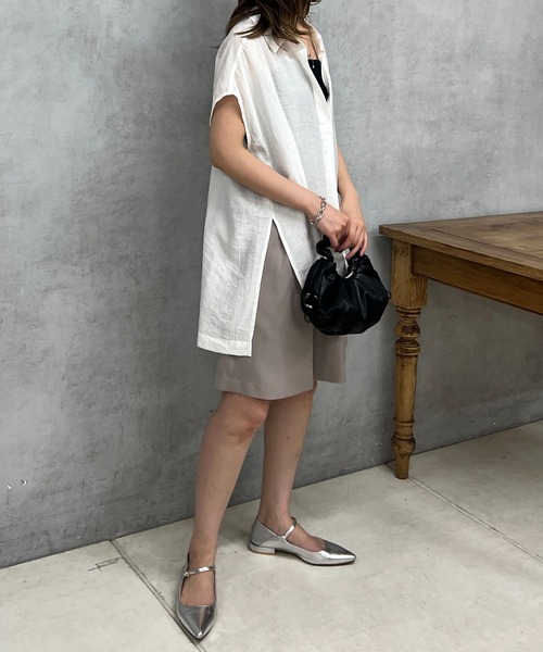 un dix cors（アンディコール）の「シワ加工スキッパーシャツ（シャツ/ブラウス・レディース・オフホワイト/ブラック/オレンジ・FREE）」の8枚目の写真