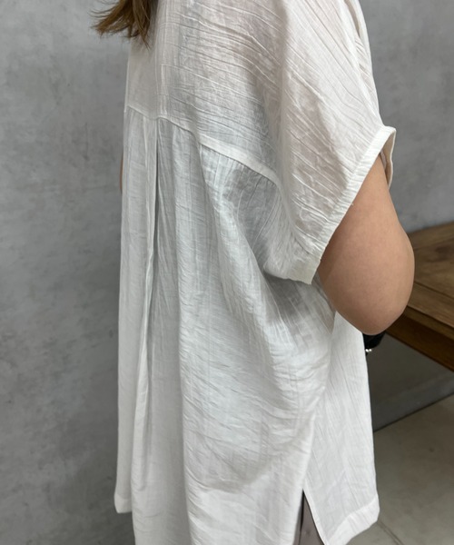 un dix cors（アンディコール）の「シワ加工スキッパーシャツ（シャツ/ブラウス・レディース・オフホワイト/ブラック/オレンジ・FREE）」の10枚目の写真