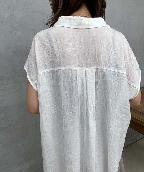 un dix cors（アンディコール）の「シワ加工スキッパーシャツ（シャツ/ブラウス・レディース・オフホワイト/ブラック/オレンジ・FREE）」の11枚目の写真