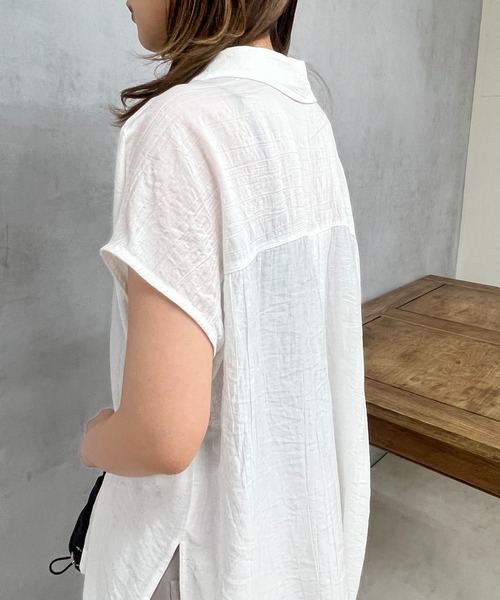 un dix cors（アンディコール）の「シワ加工スキッパーシャツ（シャツ/ブラウス・レディース・オフホワイト/ブラック/オレンジ・FREE）」の12枚目の写真