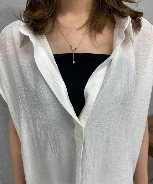 un dix cors（アンディコール）の「シワ加工スキッパーシャツ（シャツ/ブラウス・レディース・オフホワイト/ブラック/オレンジ・FREE）」の13枚目の写真
